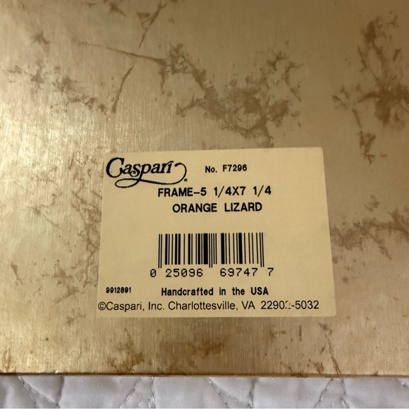 NWT Caspari "Orange Lizard" Faux Leather Picture Frame - Picture 2 of 4